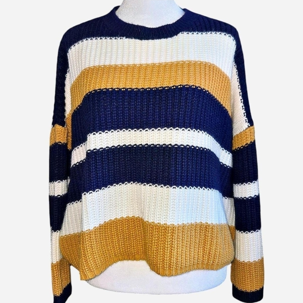 Navy and Mustard Striped Sweater